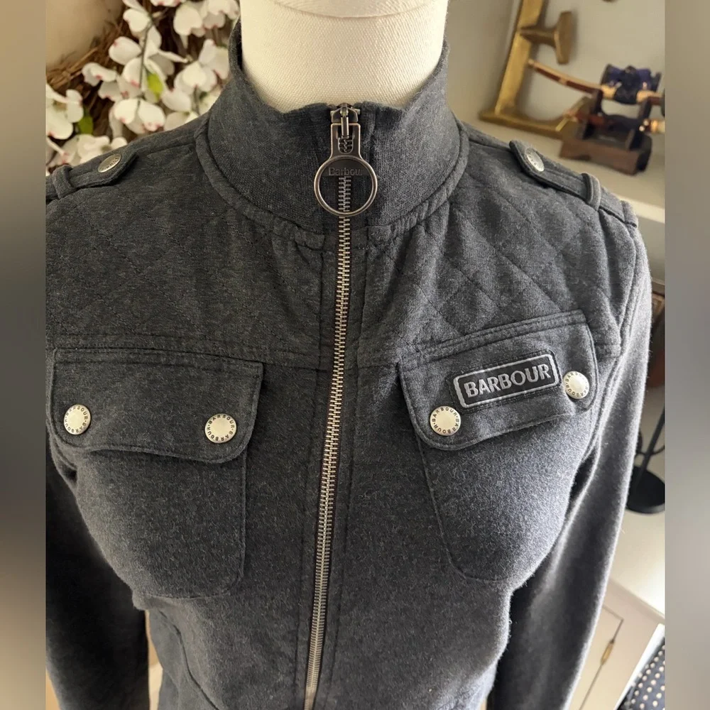 Barbour Women's Charcoal Long Sleeve Zip-Up Military Jacket - Picture 2 of 8